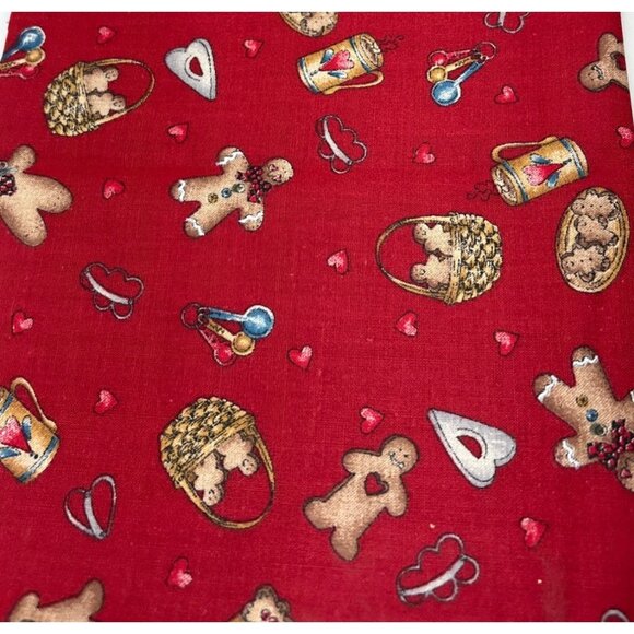 Gingerbread-Themed Cotton Fabric 14x30" Festive Design Baking Hearts Sweet Fun - Picture 4 of 12
